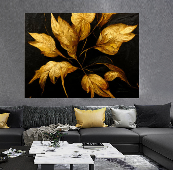 Cefalu- Golden Leaves wanddecoratie